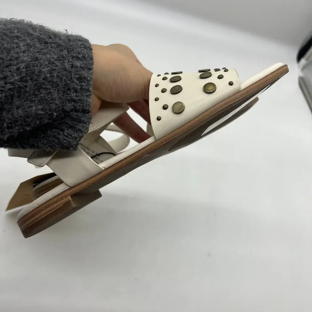Frye and Co. Womens Brooklyn Adjustable Strap Flat Sandals Cream Size 6M